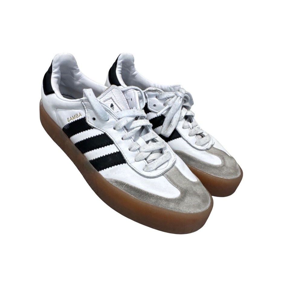 Womens Adidas Sambae Sneaker White Black size 9 classic timeless leather - Picture 3 of 10